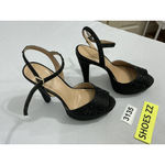 Thalia Sodi Womans Bridget Size 7.5 M Peep Toe Black Sequin Platform Sandals Photo 1