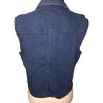 Vintage Denim Vest Womens Size M Blue Pockets Zipper Detail Button Front Taiwan Size M Photo 2