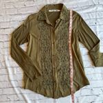 Michael Stars  Blouse Button Down Shirt Womens Long Sleeve Sz 2 Boho Light Batik Photo 8