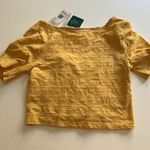 Roxy  Uncomplicated Mind Button Front Stripe Tee Ochre Beachy Yarn, Small, NWT Photo 7
