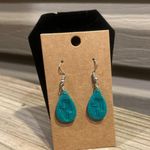 Handmade Teal Sparkle Lighting Bolt Clay Earrings Blue Photo 0
