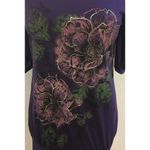 Rhapsody NEW Juniors  Purple Off the Cold Shoulder Floral Knit Top Chaim Straps M Photo 3