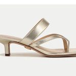 Veronica Beard  Alanis Platinum Leather Sandals - Size 11 Photo 1