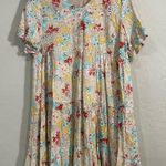 Hailey & Co Floral Tiered Babydoll Dress Small NWT Ruffle Sleeve Lined Rayon Yellow Photo 0