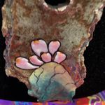 Handcrafted on clay cactus flower 17 “ leather wrap cord NWOT necklace Green Photo 2