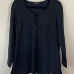 Boston Proper NWT  Black‎ Wrinkle Free Long Sleeve Cut Out Top Size Medium Photo 0
