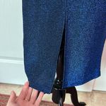 DARK BLUE GLITTER RUCHED FRONT LONG DRESS Photo 3