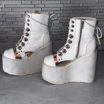 DEMONIA White Iridescent Boots Lace Up with Zipper White Size 6 Photo 1