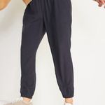 Old Navy Size L Tall High Waisted Twill Jogger Pants Pull On Moire Navy Blue Photo 0