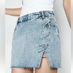 ZARA  NWT denim jean mini skirt with lace lacing detail Photo 4
