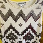 EXPRESS Cream and Brown Sequin Dress Photo 1