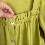 Ellison  Green Linen Blend Puff Sleeve Button Front Dress Small Photo 3