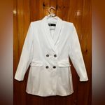 ZARA FITTED DOUBLE BREASTED LONG BLAZER DRESS WHITE GOLD BUTTONS SIZE M Photo 2