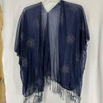 Blue Sparkle Wrap Shall Top Womens Large Photo 0