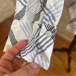 Loft Plaid Button-Down Shirt White Blue Classic Casual Business office - Size XL Photo 4