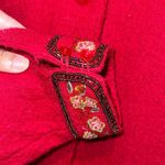 Talbots Vintage Womens Embroidered Sequin Beaded 100% Wool Blazer Jacket Red Lar Photo 3