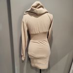 SheIn Tan Ribbed Corset-Style Hooded Dress Sz XS Photo 3