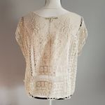 LC Lauren Conrad Cream Sleeveless Open Crochet Top L Photo 1