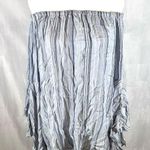 Long flare sleeve on or off shoulder striped chambray oversized top size medium Blue Photo 2