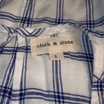 Cloth & Stone Anthropologie's Blue White Plaid Racerback Peplum Top Size Large Photo 4