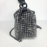 Madison West ‎ Rhinestone 2 Way Top Handle Chain Crossbody Purse Bag Silver Black Photo 4