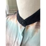 ALLSAINTS  Light Blue & Pink Agate Watercolor Silk Isha Crystal Shift Dress Photo 2