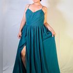 Azazie  Teal Maxi Dress with Spaghetti Straps Photo 10