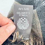 Vince Camuto Blanket Square Scarf Brown Black Basket Weave Fringe 46x48" Photo 5