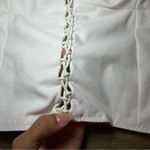 Joyfolie Ivory Faux Leather Camisole Top S Braided Front Adjustable Straps White Photo 3