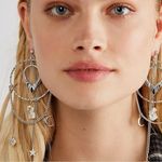 Free People Dancing In The Street Hoops Gold NWT Bohemian Witchy Moon Stars Photo 0