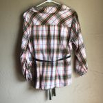 Cato Plaid quarter sleeve & belt tie button down shirt Photo 6