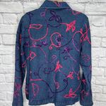Vintage Choices Denim Jean Jacket Size M Pink Floral Embroidered Textured Blue Size M Photo 4