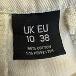 Nasty Gal Cut Out Pocket Jeans Womens 6 Cream Frayed Split Hem Straight Leg 90s Photo 7