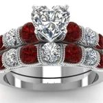 1 carat heart shaped diamond engagement ring ruby silver Wedding Bridal Rings Red Size 10 Photo 0