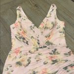 Mac Duggal IEENA FOR 
Light Pink Floral Print Asymmetrical Ruffle Hem Dress Photo 2