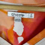 Chico's  Tie Dye Abstract Size 2 Large V-Neck Colorful Vibrant Stretch Comfy Photo 4