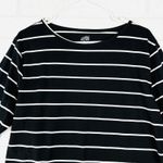 Tickled Teal  Women's XL Top‎ Black White Striped Bell Sleeve Round Neck Photo 8