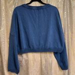 Free People Navy Blue Sweetness Sweatshirt Cropped Knit Slouchy Large Photo 1