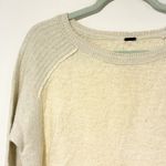 Free People Size XS Cream Grey Colorblock Crewneck Knit Sweater Top Photo 1