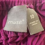 Muse Dress Womens 10 Purple Black Satin‎ Babydoll Smocked Peasant Party Colorful Photo 4