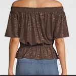White House | Black Market  off the shoulder brown & gold top NEW Photo 2