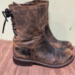 New Bed Stu Anthropologie Newark Distressed Lace‎ Up Riding Western Boots 9.5 Brown Photo 3