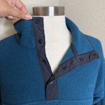Vintage Cabelas Fleece Snap Pullover Unisex Medium Teal Polartec Sweater Outdoor Blue Photo 8