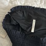 Beachsissi  Solid Black Smocked Stringy Selvedge Bikini Set sz L Photo 4