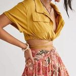 Free People NEW Ellie PInk Floral Print Mini Skort Smocked Medium Oversized Boho Photo 0