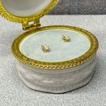 Elegant Signed 14k 1/20 GF Gold Filled Marquise CZ Solitaire Stud Earrings White Photo 3