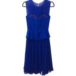Rickie Freeman Teri Jon Royal Blue Illusion Neck Cocktail Dress Size 6 Photo 5