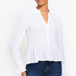 Loft  Smocked Peplum white pirate boho chic goth feminine Blouse M Photo 0