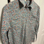 Lands' End Lands’ End Women’s Floral Cotton/Linen Blend Half Button Down Long Sleeve Size M Photo 1