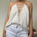 WAYV white lace up camisole Size M Photo 3